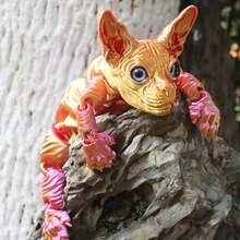 3pcs Large 3D Printed Cat Toys, Valentine's Day Gifts,19.96 Inches And 9.06 Inches ,ADHD, 3D Printed Sphynx  Cats With Flexible Articulated Joints, Stress Relief Toys For Adults, 3D Printed Animals,Perfect Boys Christmas Gifts Party Decoration Gifts - Blue-gold - View 8