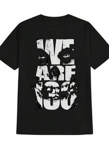 Camiseta casual de cuello redondo para hombres con diseño impreso, regalo para hombres, tiendas comunitarias locales en stock, liberación rápida, comodidad de algodón suave a un descuento, adecuada para Pascua, Halloween, Acción de Gracias y más. - Negro - Ver 1
