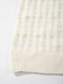 Áo dệt kim dài tay phong cách Hàn Quốc mùa xuân hè của ANDREILEE, chất liệu có họa tiết, khoét rỗng, thời trang tối giản, thoáng khí, rộng rãi và thoải mái. - trắng - Xem 7