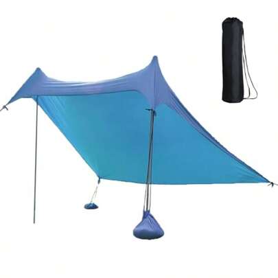 RAINBOWSTREET Toldos de Playa Portátiles Canopy Sunshade con Sacos de Arena Toldo de Playa Resistente al Viento FPS 50+ Fácil de Montar para Playa Camping Picnic Piscina yPesca - Azul