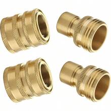 M MINGLE Garden Hose Quick Connect Fittings 3 4'' GHT Solid Brass Quick Connector Set 2-Pack - Latón - Ver 1