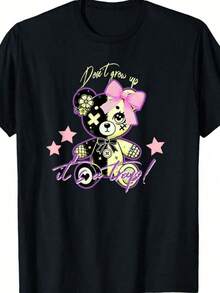 Decora Kei Rainbow 80s 90s Kidcore Kawaii T-Shirt - 黑色 - 查看 1