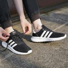 Adidas 男士轻便透气网面运动鞋，休闲跑步鞋 - 黑色 - 查看 3