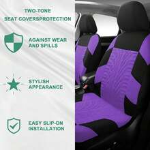 17 Car Seat Cover Full Set For Women,Universal Car Seat Cover, Plush Steering Wheel Cover,Fluffy Soft Wool Handbrake Gear, Suspension Accessories Full SUV((Patterned Purple - 紫色圖案 - 查看 5