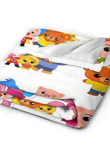 1pc Plim Plim Blanket Ultra Soft Anime Blanket, Flannel Cartoon Printed Throw - Perfect Gift For Anime Fans, Ideal For Christmas, Birthday, Halloween, Home, Camping & Travel - màu đen - Xem 4