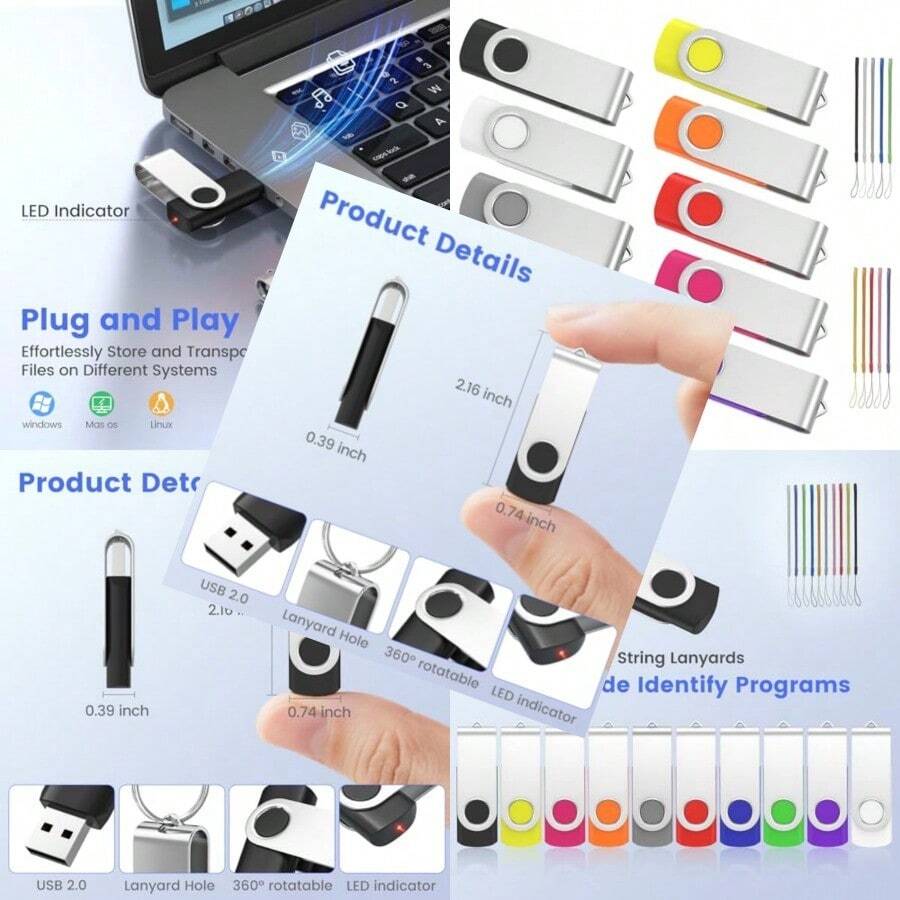 ABLAZE Memoria USB de 512 MB USB Paquete de 10 USB 2.0 Memory Stick 512 MB USB Flash Drive Bulk Pendrive Thumb Drives Color Mixto - 512MB+Paquete de 100 - Ver 1
