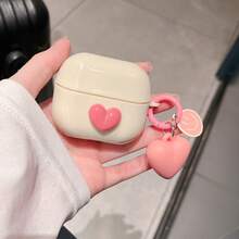 Heart-Shaped Pendant Earphone Case Compatible With Samsung Galaxy Buds 2 Pro/3 Pro/FE Wireless Bluetooth Earphones, Protective Cover For Buds 2/3/Live/Pro Earphones, Creative Protective Case - Pink Heart - View 3