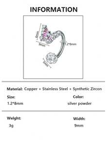 1pc Pink Ombre Butterfly Lip Ring, Bat C Ring, Horseshoe Ring, Stainless Steel Lip Piercing Jewelry, Suitable For Daily Wear - Multicolor - View 15