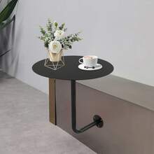 SanBouSi Wall-Mounted Minimalist Round Table With Black Iron Top, Space-Saving, Durable, Stylish Design For Bars, Kitchens, Offices, And Small Spaces - Black - View 1
