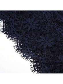 EstiloEncaje para Ropa, 14.5cm x 2.73m Encaje Bordado de Poliéster, Blanco y Negro, para Decoración de Vestidos, Manualidades y DIYVersión mejorada - Azul marino - Ver 8