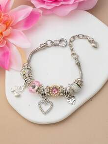 1件优雅天鹅设计简约美学多巴胺心形手链，韩式/日式风格 - 彩色 - 查看 5