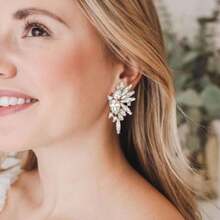 Bridal Fashion Earrings - Mint Blue - View 2