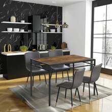 COZYCASA Mesa de Comedor y 4 sillas Juego 5 Piezes para 4 Sillas de Comedor con Mesa Set 5 Conjunto de comedres Conjuntos de Muebles diseño Industrial Minimalista para Cocina recepción Gris and Marron - Multicolor - Ver 1