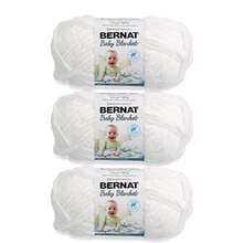 Bernat - Manta para bebé 3 unidades 100 g 3.5 oz poliéster 6 supervoluminosos 72 yardas tela ganchillo - blanco - Ver 1