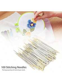 EstiloAgujas de Coser de 100 Piezas Agujas de Coser a Mano de Ojo Grande, Agujas de Coser de Ojo Grande Agujas de Punto de Cruz con Caja de Almacenamiento para Costura de Bordado DIY ( #   24)Versión mejorada - #veinticuatro - Ver 3