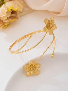 1pc Fashionable Summer Beach Gold Flower Adjustable Bracelet For Women - Golden - View 2