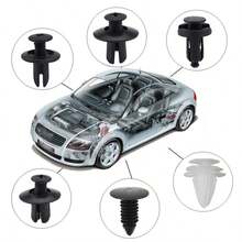 100pcs/Set Car Clips, 6 Universal Sizes, Black Nylon Material, Bumper Fasteners + Grommets + Clips, Car Fastener Accessories