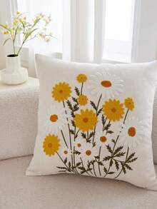 1件春夏雏菊刺绣装饰枕套，17.7*17.7英寸，适合室内装饰，四季通用枕套，不含枕芯 - 彩色 - 查看 5