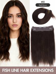 Hair Extensions Wire Hair Extensions Real Human Hair Fish Line Human Hair Extensions 12-20inch Straight Human Hair Invisible Wire Extensions Easy To Wear For Daily Party Festival