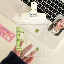 New A8 Card Holder With Double Buckle, Mini 3-Ring Binder Notebook, Transparent Simple Storage, Minimalist Style - Multicolor - View 11
