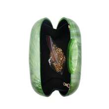 Women Acrylic Clutch Purse Marbled Evening Handbags Bridal Purse Elegant Shoulder Bag For Wedding Cocktail Party Prom - Grass Green - 查看 4