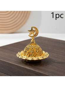 1pc/5pcs Set Eid Mubarak Mini Crown Vintage Hollow Copper Incense Burner Holder, Golden Arabic Incense Burner, Home Decor Sandalwood Incense Burner - Gold - View 13