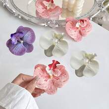 10个蝴蝶兰花仿真花头假花手工DIY装饰发夹胸花头绳耳环配件手礼品蛋糕装饰，适合日常节日、派对外出、室内外服装假发装饰 - 彩色 - 查看 4