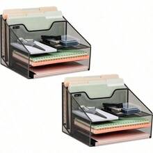 Mind Reader 2MESHBOX5-BLK Mesh Desk Organizer 5 Trays Desktop Document Letter Tray for Folders Mail Stationary Desk Accories 2 Pack Black - Negro - Ver 1