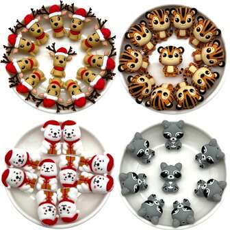 7 piezas Serie de animales Cuentas de silicona decorativas Cuentas DIY para hacer a mano Cadena de bolso, Cadena de teléfono, Pulsera, Collar, Llavero, Cuentas de joyería