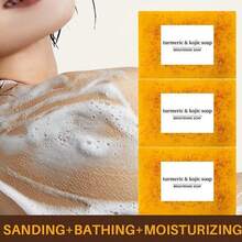 8*Soap  Turmeric & Kojic Soap, Lemon Turmeric & Kojic Acid Brightening Soap, Natural Organic Turmeric Face & Bath Soap Bar For Face & Body, Deep Cleansing & Smoothing Skin - Màu vàng - Xem 11