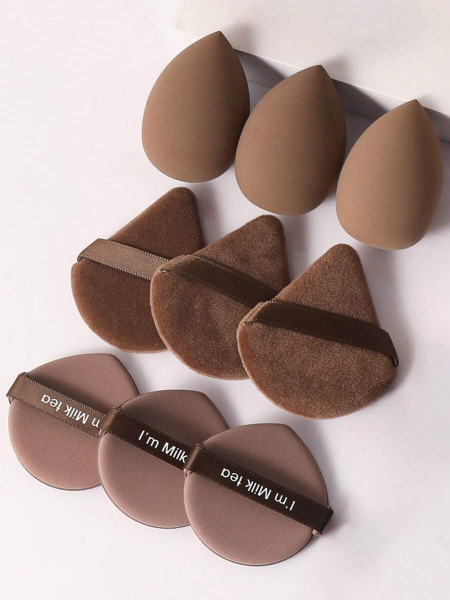 9件套化妆工具套装，包含：3个化妆海绵+3个三角粉扑+3个圆形粉扑，一应俱全，新手友好 | 方便携带，送礼佳品 | 非常适合新手/女性