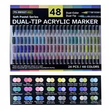 96/72/48/24色双头丙烯马克笔，一支笔两种颜色，可混色，适用于彩色素描、艺术绘画、圣诞节、感恩节、新年、复活节、节日礼物、卡片制作、金属、陶瓷、玻璃、万圣节装饰着色笔 - 彩色 - 查看 12