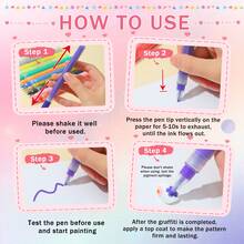 12-Color Nail Art Pen Set, Nail Polish Pens, Quick Dry 3D Acrylic Paint Markers, Dotting Pens, Nail Salon DIY Design Kit - Multicolor - View 6