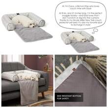 PET Kendall Fluted Geo Cozy Couch Protector Pet Bed, Cozy & Calming, Non-Slip Bottom, Machine Washable, Grey, Large 40"X23"X4" - Xám - Xem 2