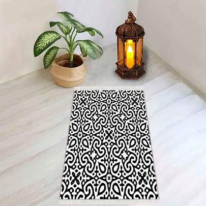 1件便携式流苏地垫，可折叠跪垫，祈祷毯，适合室内外使用，可放置于书房、走廊等处，防滑装饰地毯