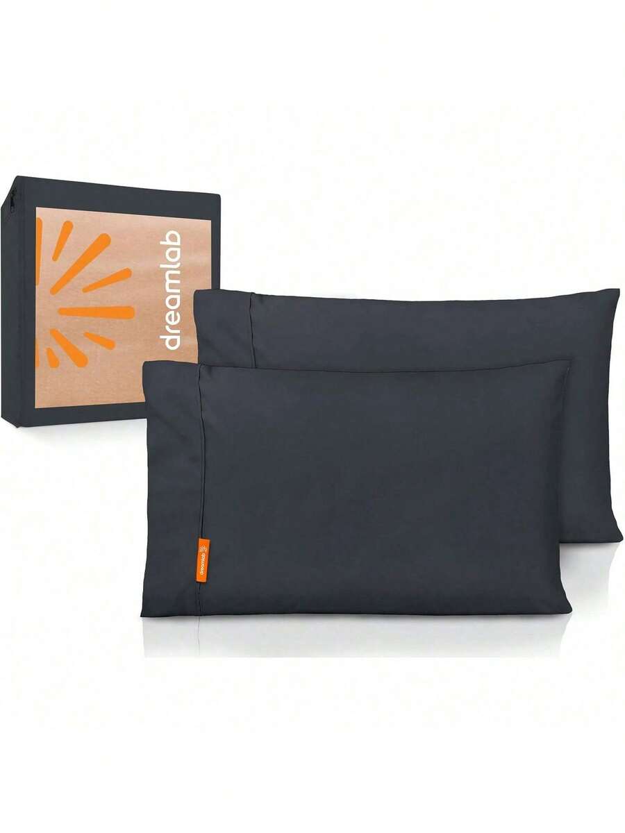 EstiloTendenciaDreamlab 2 Pack De Fundas De Almohada Premier 1800 Collection |     Fundas De Almohada De Microfibra De Lujo De Doble Cepillado, HipoalergéNicas |     2 Piezas TamañO Individual: 51 Cm X 76 Cm, Gris GrafitoCalidad PremiumVersióN Mejorada - 03 - Azul vaquero - Ver 1