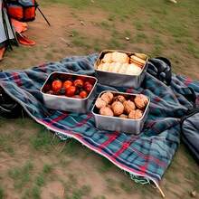 LAISONWARE 12件套防漏不锈钢食品储物盒套装 - 可堆叠，带透明盖，适合居家、办公和旅行 | 方便备餐、露营和时尚收纳 - 彩色 - 查看 9