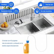 Dispensador De Jabón Para Fregadero Jabonera Cocina Tarja Despachador De Jabón Incorporado Con Tubo De Extensión 39.37 Sin Necesidad De Rellenado Frecuente Apto Para Todo Tipo De Jabones Plata - Plata - Ver 3