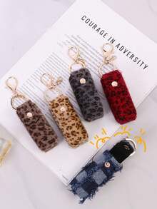 1Pc Women'S Leopard Print Lipstick Box Lipstick Holder Pendant Keychains Bag Charms,Elegant Cosmetic Storage Kit Makeup Travel Cases Organizer Bag For Purse,Travel Lipstick Case For Makeup Organization,Perfect Gift For Women,Suitable For Everyday Use,Mother'S Day Gifts,Gifts For Your Loved One - Multicolor - View 4