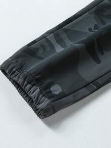 1pc Men's Street Fashion Black Camouflage Print Flap Pocket Side Drawstring Casual Jogger Pants, Comfortable & Durable - Dark Grey - View 9