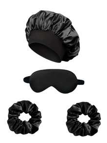 5pcs Sleep & Hair Care Tool Set, Includes 1 Silk Pillowcase, 1 Soft Sleep Mask, 1 Silk Hair Wrap, 2 Silk Scrunchies, Essential Sleep & Beauty Set For Home, Salon, Hotel, Party, Wedding, Birthday, Holiday Gift - Multicolor - View 12