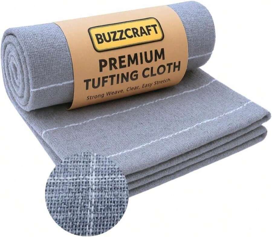 BUZZCRAFT Premium Large Primary Tufting Cloth For Rug, 80" X 80" Punch Needle Fabric, Monks Cloth, Gray, 66x66 Feet - 白色 - 查看 1