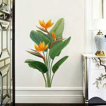 1pc Artificial Orchid Wall Sticker, Tropical Floral Wall Decor Sticker, Self-Adhesive 3D Green Plant Atmosphere Decoration Sticker - Multicolor - View 3