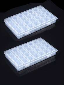 2pcs 28-Slot Nail Art Tool Organizer Box, Disassemblable Plastic Jewelry Box For Nail Accessories, Shockproof - Multicolor - View 13