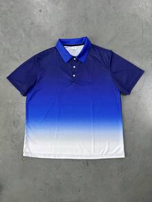 Plus Size Men's Gradient Print Casual Fashion Short Sleeve Polo Shirt - Multicolor - View 5