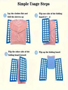 1个可折叠晾衣板，T恤收纳架，塑料洗衣夹，适用于家用T恤、衬衫、裤子，易于使用的T恤折叠板 - 非常适合洗衣和收纳 - 成人适用 - 彩色 - 查看 6