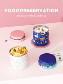 Powcan 700毫升不锈钢真空保温食品容器，适用于盛装冷热食物，宽口防漏汤瓶，防漏食品容器，是学校、办公室、旅行、厨房的理想之选，也是一份很棒的礼物。 - 粉紅色蝴蝶 - 查看 7