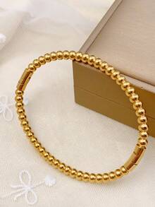 3pcs/Set Vintage Minimalist Women Stainless Steel Bamboo Knot Design Bracelet, Suitable For Daily Wear,Gift - Yellow Gold - View 11