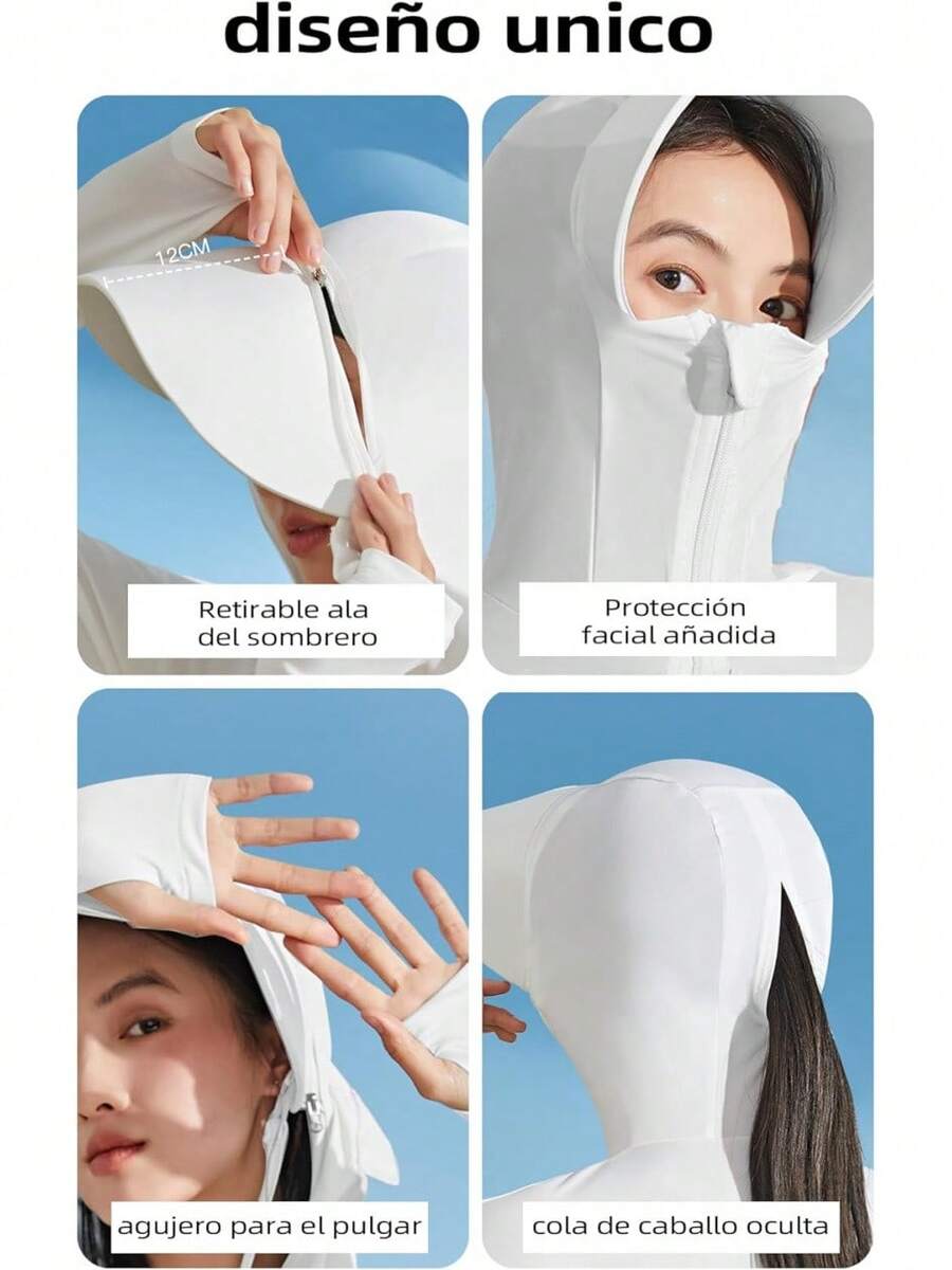 AUERQXZ Camisa Estilo Largo de ropa con protección solar para mujer UPF50+,cremallera completa de alta protección solar 360 protección UV de secado rápido, adecuada pesca senderismo al aire libre.… - Rosa - Ver 1