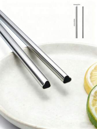2 piezas de pajitas con forma de corazón de acero inoxidable, adecuadas para jugo, leche con té, etc.